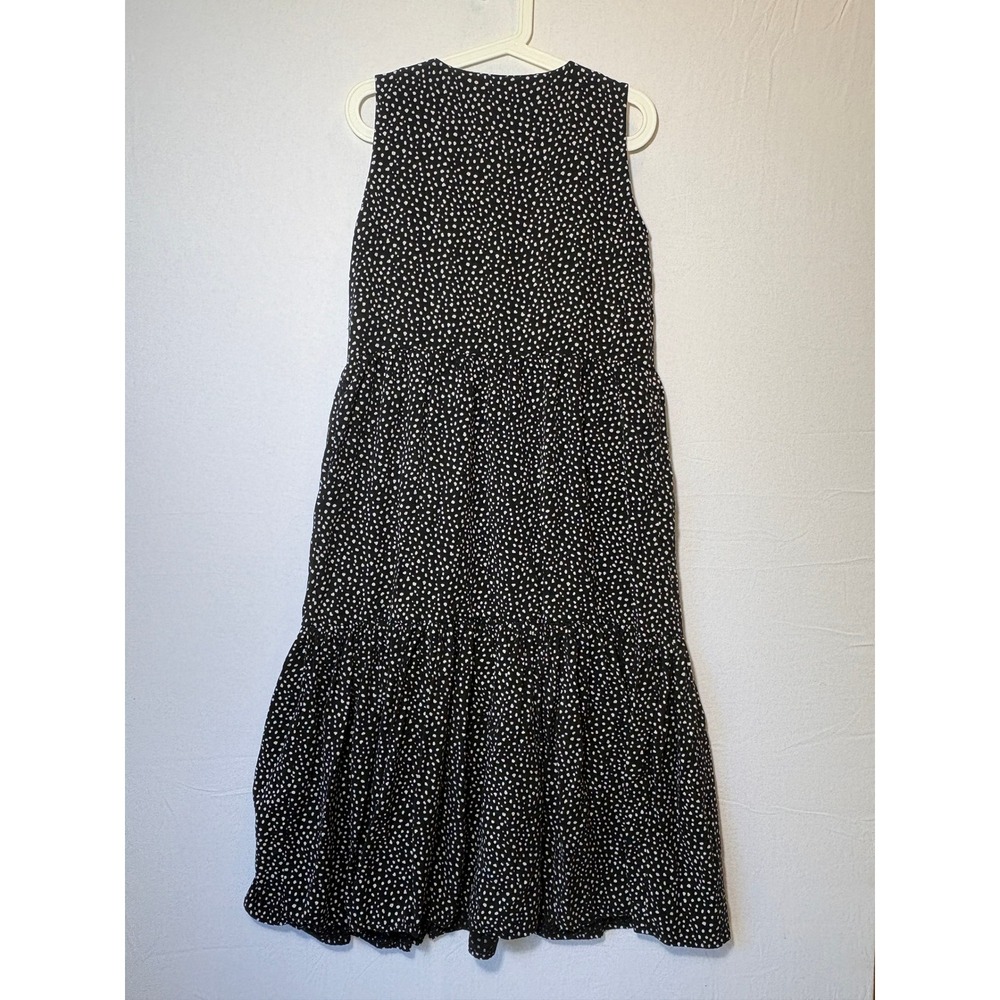 Saint + Sofia Greenwich Maxi Dress Black White Spot Tencel Tiered Sleeveless 6 - Picture 9 of 11